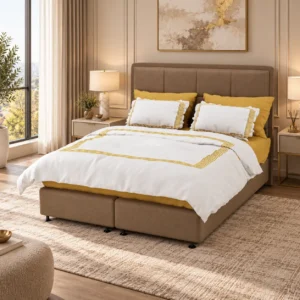 Bedding Set (W/Golden Check Emb) + Comforter